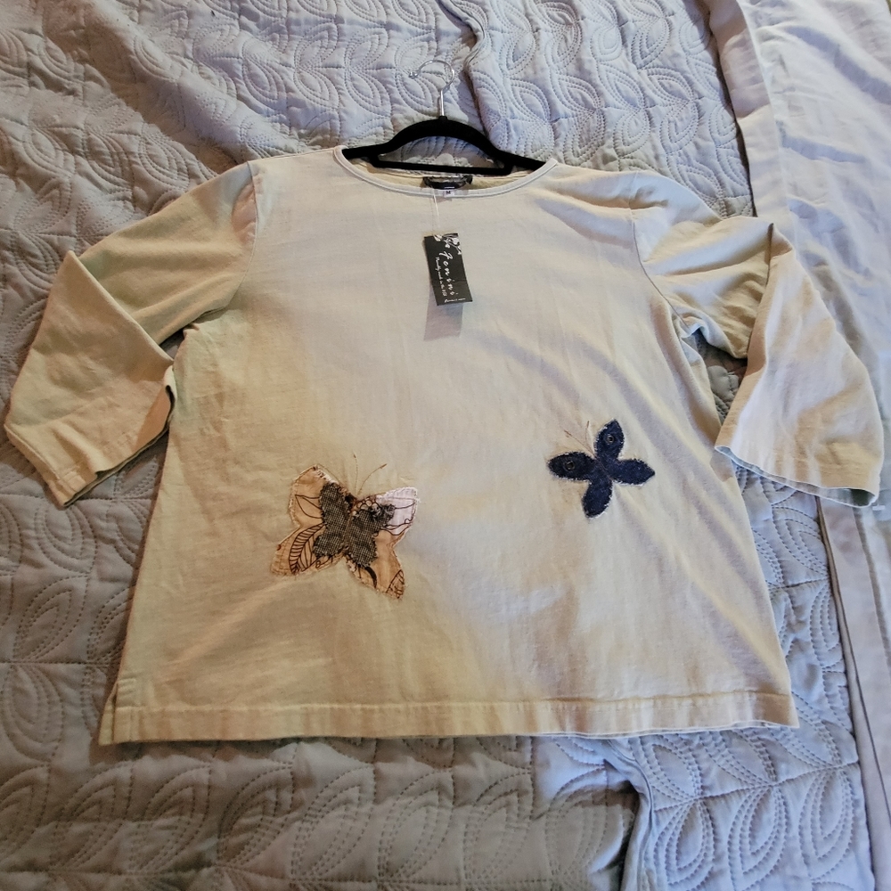 Medium Fenini Butterfly Appliqué Cotton Top